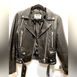 Acne studio leather biker bomber jacket! Size M, black